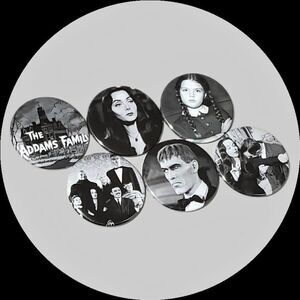 The Addams Family Photo Button Pin Set Gothic Jewelry